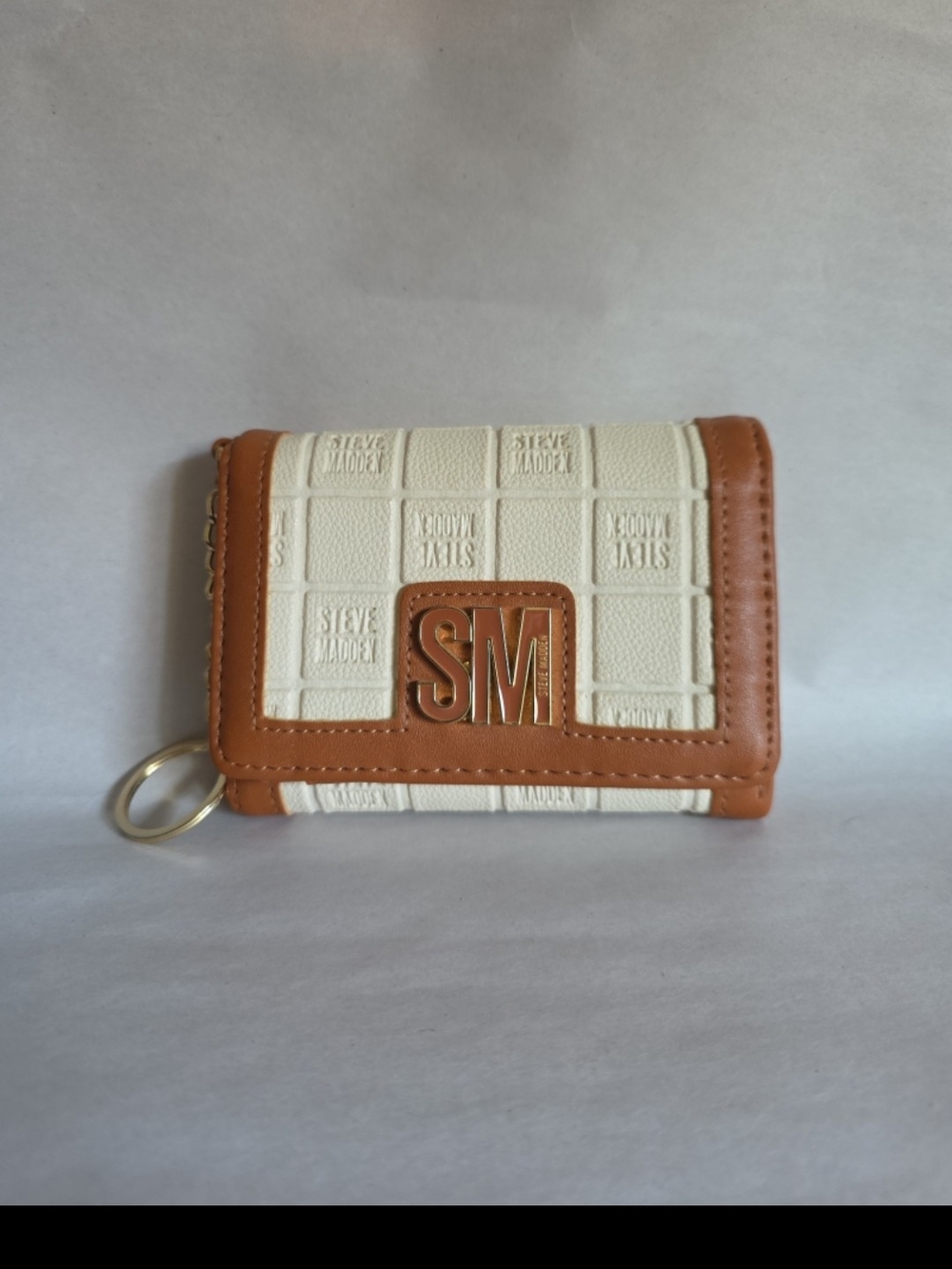 Steve Madden SM Monogram Cream & Tan Cardholder Wallet